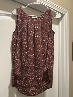 LOFT Sleeveless Floral Tank Top - Maroon